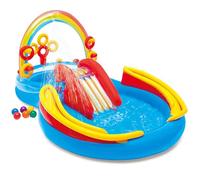 Piscina recreativa para familias, Piscina inflable 10x6 pies con tobogán y chorro de agua para niños, adultos y familias