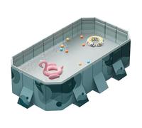 Piscina recreativa para familias, piscina plegable no hinchable portátil para exteriores con carcasa de plástico rígido, 3 desagües, diferentes tamaños (C,3 m/10ft)