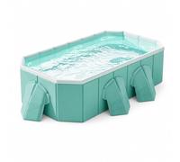 Piscina Rectangular Desmontable Plegable para Niños | Piscina Rígida Sin Inflar, Piscina Familiar de Jardín Portátil para Juegos de Verano al Aire Libre(green,115.3in)