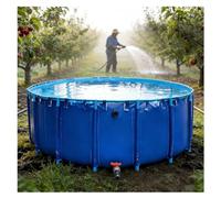 Piscina redonda de lona plegable para estanque de peces con válvula de drenaje para riego y cultivo koi (3 x 1,2 m)