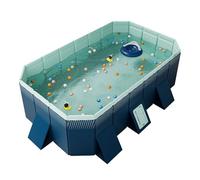 Piscina sobre el suelo - Piscina cuadrada plegable y sin colisión para adultos y mascotas - Fácil de instalar 2 tubos de drenaje