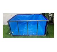 Piscina temporal con marco de acero con ventana de visualización transparente, forro de lona de PVC y soporte de metal para acuario grande