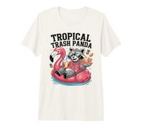 Piscina Tropical Trash Panda Raccoon Summer Flamingo Camiseta Premium