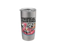 Piscina Tropical Trash Panda Raccoon Summer Flamingo Vaso térmico de acero inoxidable de doble pared