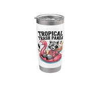 Piscina Tropical Trash Panda Raccoon Summer Flamingo Vaso térmico de acero inoxidable de doble pared