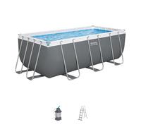 Piscina tubular de acero gris rectangular 4.1x2.01x1.22 m con depuradora de cartucho y escalera de seguridad bestway