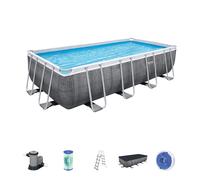 Piscina tubular de pvc multicolor rectangular 5.49x2.74x1.22 m con depuradora de cartucho y escalera de seguridad bestway