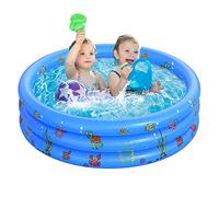 Piscinas de remo para niños, piscina inflable para bebés, piscina de 3 anillos con piso de burbujas de seguridad inflable, pequeñas piscinas para niños pequeños, patio trasero, azul/100x40 cm
