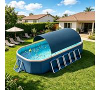Piscinas Desmontables, Piscina Plegable con Toldo Parasol - No Hinchable, Estructura De Acero, Piscina Rectangular, Piscina para Perros para 1-10 Personas, Adultos & Mascotas - 365x250x50 Cm