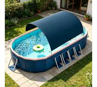 Piscinas Desmontables, Piscina Plegable con Toldo Parasol - No Hinchable, Estructura De Acero, Piscina Rectangular, Piscina para Perros para 1-8 Personas, Adultos & Mascotas