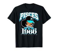 Piscis 1966 Afro Queen Zodiac Regalos de cumpleaños Camiseta