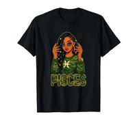 Piscis Reina Piscis Signo del Zodiaco Loc'd Afro Girl Camiseta