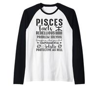 Piscis Signo del Zodiaco febrero Marzo Piscis Cumpleaños Hombres Mujeres Camiseta Manga Raglan