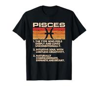 Piscis Signo del Zodíaco Hechos Retro Atardecer Astrología Cumpleaños Camiseta