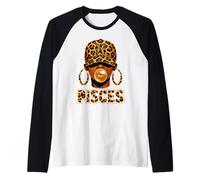 Piscis Zodiac Black Queen Afro Melanin Astrología Signo Camiseta Manga Raglan