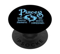 Piscis Zodiac Fish Light Blue Star Sign Gráfico PopSockets PopGrip Adhesivo