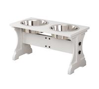 Piskyet Cuencos elevados para perros, soporte de madera para perros con 2 cuencos de acero inoxidable para perros, soportes modernos para perros grandes, 7 tazas de 11 pulgadas de alto, cuenco de 55