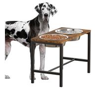 Piskyet Cuencos elevados para perros, soporte elevado de metal para perros con 2 cuencos grandes de acero inoxidable para alimentos y agua, cuencos antideslizantes para perros, 12 tazas para perros