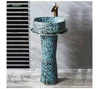 Piso de baño Basin de Pedestal de Fregadero - Pedestal Fregadero de baño Cerámica Retro Estilo Industrial fácil de Limpiar la Unidad de la Cuenca de pie (a) Made in China