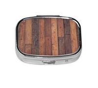 Piso de madera, Pastillero cuadrado para bolsillo o monedero, pequeño contenedor de pastillas, organizador de pastillas de viaje