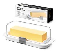 Pisol Mantequera con tapa para encimera y estante de puerta de refrigerador, recipiente hermético para mantequilla, soporte de mantequilla para mantequilla de la costa este/oeste, sin BPA, apto para
