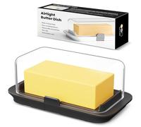 Pisol Mantequera, para 250g y 500g de manteca, Conservador de Mantequilla Hermético con Tapa para un Paquete Completo de Una Libra, Recipiente con Cierre para Encimera, Negro