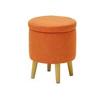 Pisos acolchado de pecho, taburete redondo de almacenamiento otomano, silla de pouffe en el banco de la cama del banco de la cama del banco de cables de juguetes taburete de ordeño, naranja B