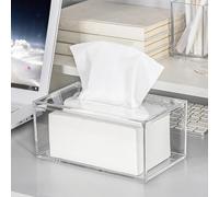 Pissente Caja de Pañuelos Acrílica Transparente, Dispensador de Pañuelos Rectangular, 20 X 12 X 9 Cm, Servilletero Transparente para Sala de Estar, Dormitorio, Oficina, Restaurante, Uso en Encimera