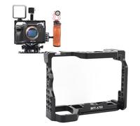 Pissente Jaula de Cámara para A7S3, Aleación de Aluminio de Aviación con Proceso Anodizado, Junta Inferior Antideslizante, Orificios Roscados de 1/4 y 3/8, Montaje de Zapata Fría, con