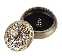 Pissente Quemador de Incienso, Flores Talladas Huecas de Cobre, Bandeja para Recoger Cenizas, Cuenco, Soporte Decorativo para Quemador de Incienso para Purificación del Aire, Decoración