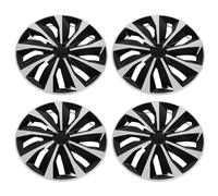 Pissente Tapacubos Universales de 14 Pulgadas, Juego de 4 Tapacubos de Repuesto ABS a Presión, Color Negro y Plateado, para la Mayoría de los Coches con Ruedas de Acero de 14 Pulgadas, Conducción