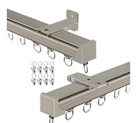 Pista de aluminio champán de 1 capa con rodillos silenciosos de 50600 cm, soporte ajustable para techo o pared, incluye clips para dormitorio, sala de estar y más