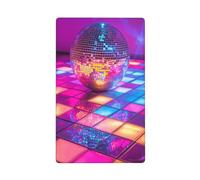 Pista de baile con bola de discoteca plateada, placa de pared en blanco, cubierta decorativa para interruptor de luz, 1 banda para cocina, baño, tamaño 11,4 x 7 cm