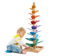 Pista de bolas de madera, árbol de sonido, juguete educativo para niños, juguete de árbol musical, árbol de sonido, juguete Montessori a partir de 3 años con 10 bolas de arco iris, 6 niveles de
