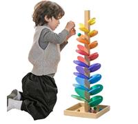 Pista de bolas de madera para canicas de madera a partir de 3 años, juguete educativo para niños, pista de canicas, arco iris, torre de canicas Ho-lz Montessori con 10 bolas, arco iris