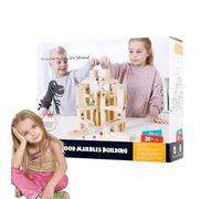 Pista de canicas | 60 Piezas Juguete de construcción, Pista de rampa de Madera, Incluye 60 canicas, para niños aprendiendo a Menta, Navidad