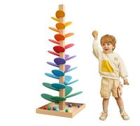 Pista de canicas de sonido arco iris, pista de bolas de madera, árbol de sonido para niños, pista de canicas de madera, juguete de motricidad, juguete para árbol de música con 10 bolas de arco iris