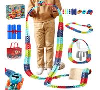 Pista de carreras antigravedad 2026 con auto con pista infinita flexible 3D, juego de pista de automóvil que brilla en el coche con luz LED para regalo para niños (estándar, 92 piezas, 1 carrocería de