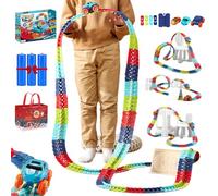 Pista de carreras antigravedad 2026 con auto con pista infinita flexible 3D, juego de pista de automóvil que brilla en el coche con luz LED para regalo para niños (estándar, 138 piezas, 1 cuerpo de