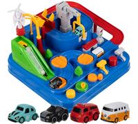 Pista de carreras con obstáculos interactivo + 4 vehículos coche autobús policía coche bomberos carreras de obstáculos juguete educativo Montessori 22879
