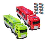 Pista de carreras de eyección: juguete para camión de transporte, pista de carreras de catapulta, transportador de doble capa con 8 autos, camión de almacenamiento duradero | Divertido regalo de cumpl