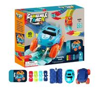 Pista De Carreras De Juguete, Conjunto De Pista De Carreras Para - Pista De Carreras De Coche Juguete Flexible Con Luz LED Divertida,Juguete Educativo De Montaje De DIY Eléctrico Para Estudio