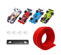 Pista de carreras flexible de 5 m, rampa de pista de carreras de velocidad con 4 autos de aleación y ventosas, pista de carreras de velocidad para saltos y bucles, regalo para niños y niñas a partir