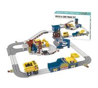 Pista de Carreras Flexible para niños: en cantera de Juguete para niños, vehículos de Tren de ingeniería, Juego de construcción Stem | Montaje de carros eléctricos y Coches de Carreras de con