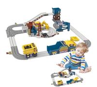 Pista de coche de juguete, pista de carreras para niños - Juego de pista de Quarry temático | Juguetes de tallos flexibles, juegos de juegos de automóviles, montaje de carros eléctricos para