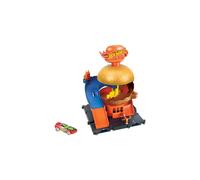Pista de coches de juguete Hot Wheels, juego de conducci?n City Burger y escala 1:64