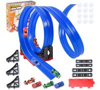 Pista de Coches Flexible y Enrollable 400cm,Pista de Coches para Niños Incluye 4 Coches,Flexible Car Track con Rampa y Ventosa, PIS-ta De Carreras Portátil Juguete Regalo Niño,Intelectual