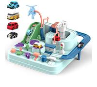 Pista de Coches para Niños y Niñas, Cars Race Track Toys 4 vehículos de juguete, Preescolar educativo y juguete interactivo para carreras entre padres e hijos, para niños pequeños 3-6 años