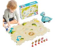 Pista de coches Puzzle - Juguete educativo STEM | Juego de pista Dinosaurs con coche de carreras - Para niños y niñas en casa, escuela materna, guardería, clase, sala de juegos de cumpleaños