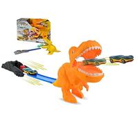 Pista de dinosaurio acrobático tiranosaurio T-Rex con Lanzador y Máquina de Metal Pista Máquinas Salto de la Muerte Flexible Track Doble Función Desafía el Dinosaurio Jurassic Loop Track